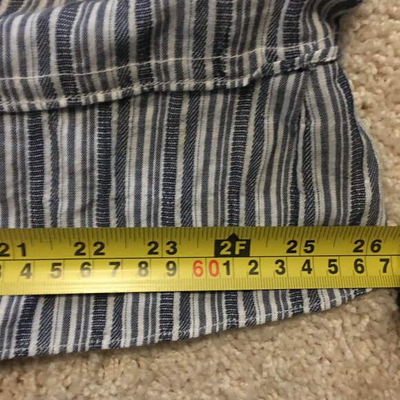 BCBGmaxazria Blue and White Striped Bell Sleeve Cotton Dress - Picture 14 of 16